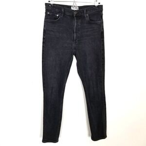 Agolde Nico High Rise Slim Button Fly Jeans Women 29 Washed Black City Stretchy